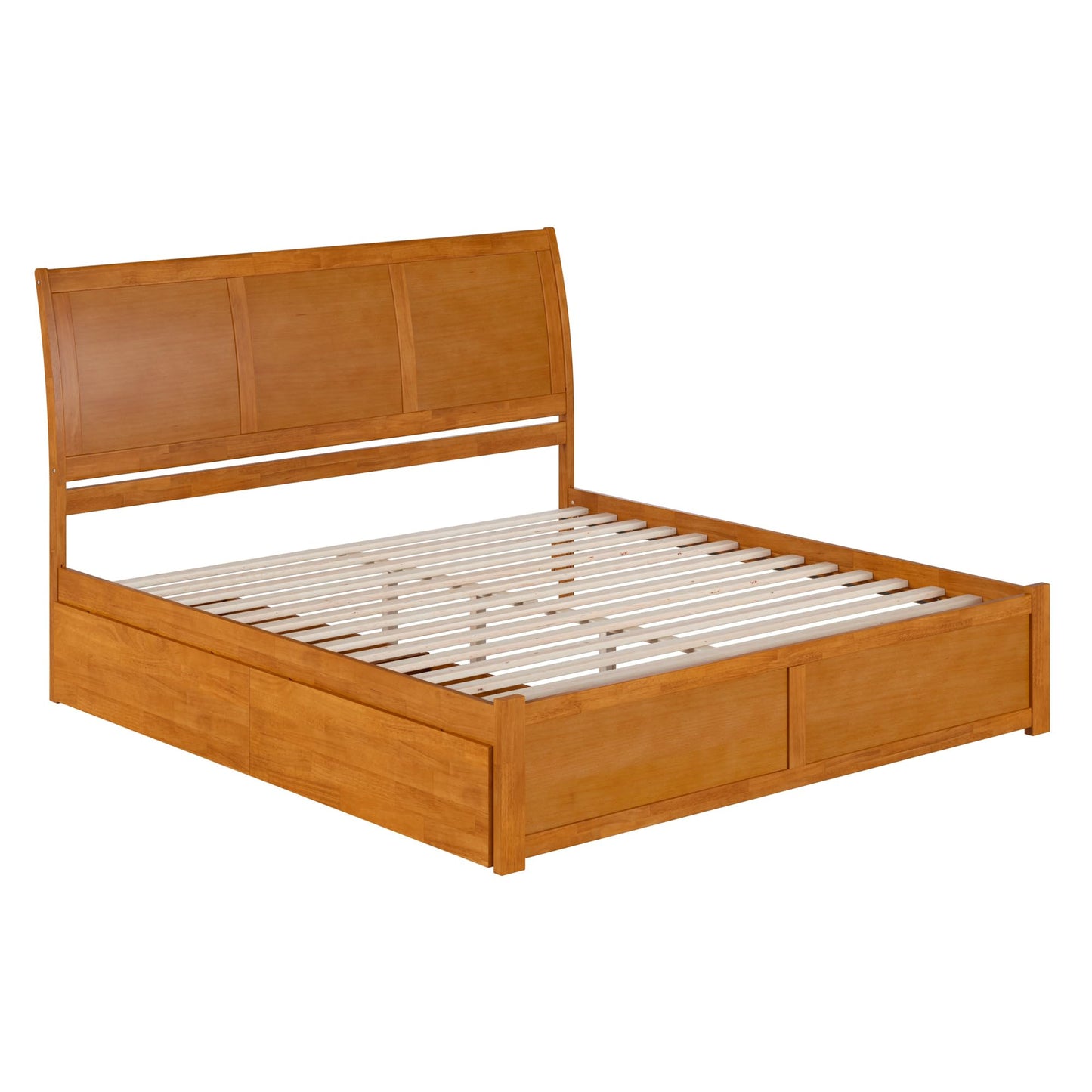 AFI, Portland King Platform Bed with Footboard & Storage Drawers, Light Toffee