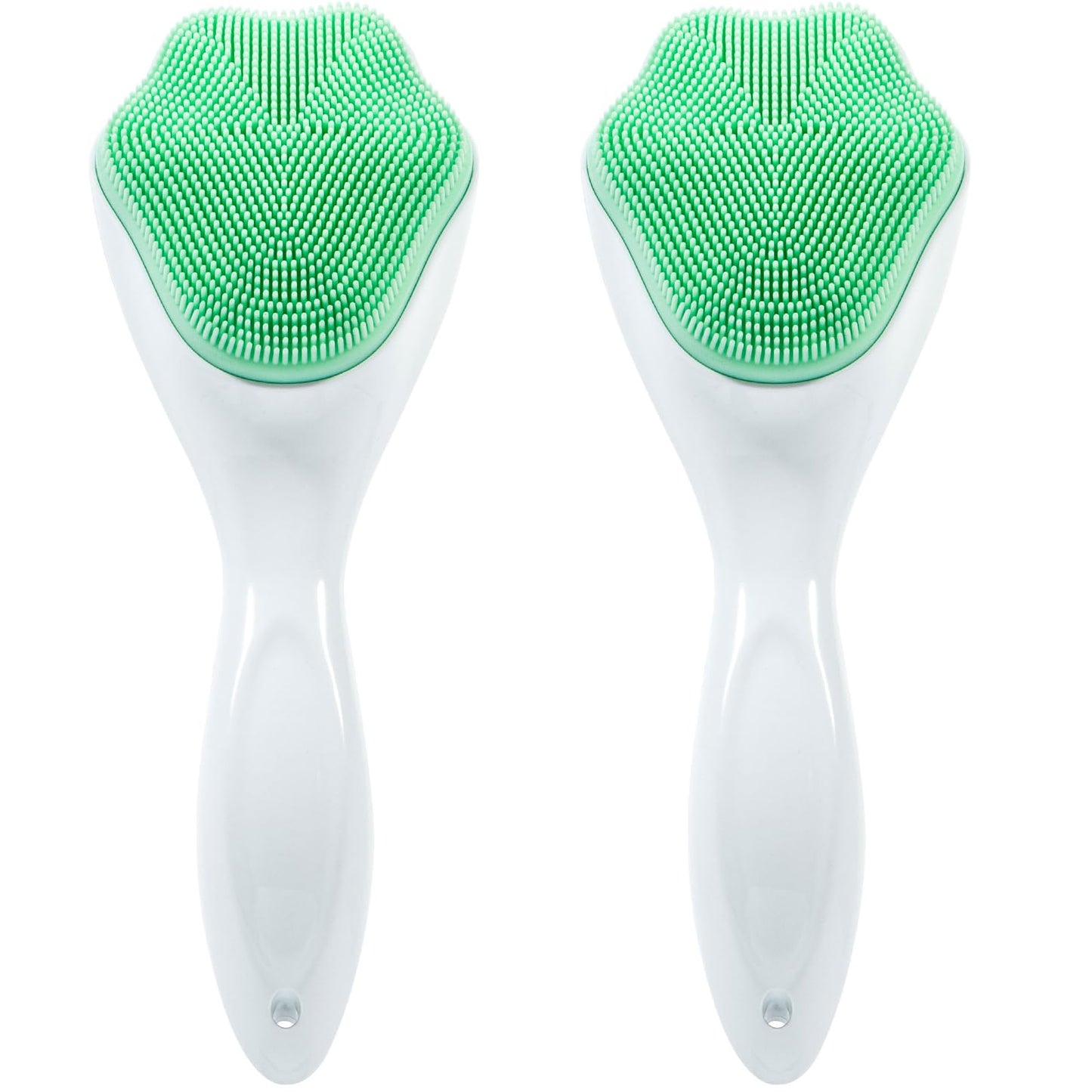 2 Pack Silicone Face Scrubber Exfoliating Brush, Manual Handheld Facial Cleansing Brush Blackhead Scrubber, Soft Bristles Waterproof for Face Skincare (Round-Pink)