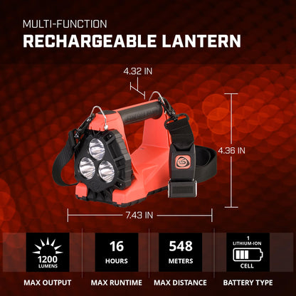 Streamlight 44311 Vulcan 180 LED Rechargeable Lantern AC/DC Charger 1200 Lumen, Orange - 1200 Lumens