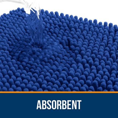 OLANLY U-Shaped Toilet Rug - Extra Soft, Absorbent Chenille Bath Mat | 24x20, Royal Blue, Machine Washable