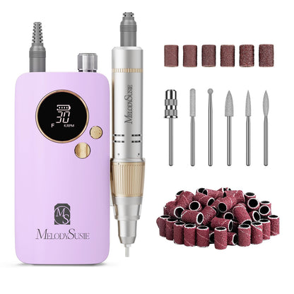 MelodySusie Portable Nail Drill 30000 RPM,SC320F Professional Rechargeable Electric Nail File,Cordless Nail E File for Acrylic Nails Gel Polishing Removing,Efile Nail Kit for Manicure Salon Home,White