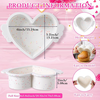 Potchen 4 Pcs 6 Inch Heart Shaped Cake Pans with Metal Reinforcement Frame Non-stick Silicone Heart Shaped Cake Molds for Baking