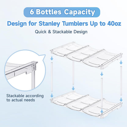Stackable Water Bottle Organizer for Stanley 40 oz Tumbler, Water Bottle Holder for Cabinet, Pantry Kitchen Organizers and Storage for Stanley Cup Accessories, Tumbler Organizer and Wine Rack, 3Pack