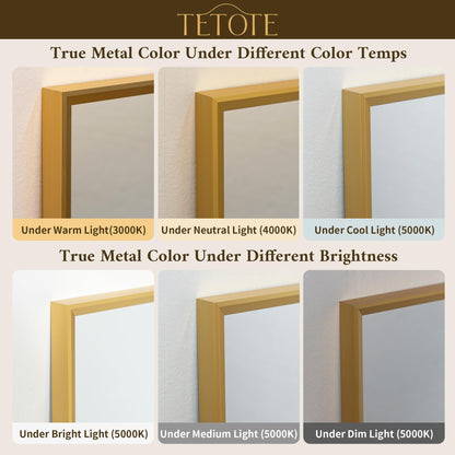 TETOTE Brushed Gold Bathroom Mirror for Over Sink 48" x 36" Large Brass Gold Beveled Framed Rectangular Vanity Mirror for Bathroom, Bedroom, Entryway, Living Room, Tempered Glass, Stronger Frame