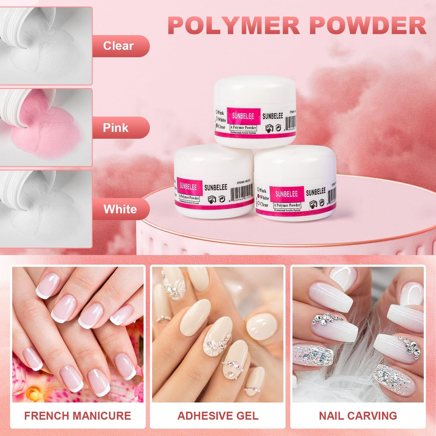Nail Kit Set Professional Acrylic with Everything, 12 Glitter Acrylic Powder Kit Nails Art Tips Decoration, DIY Nail Art Tool and Supplies for Beginners