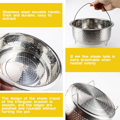 LNQ LUNIQI Stainless Steel Steamer Basket with Handle Rice Cooker Steaming Basket Metal Steamer Insert Steaming Rack for Rice Cooker Warmer Kitchen Cookware Silver（20cm）