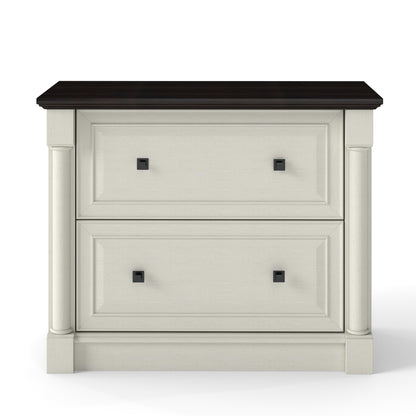 2-Drawer Roman Column File Cabinet, 36.8″ Wide Lateral File Cabinet with Hanging Folders, Fits Letter Legal A4 Size, Elegant Classic Design Home Office Boss Room Printer Stand, White and Brown top