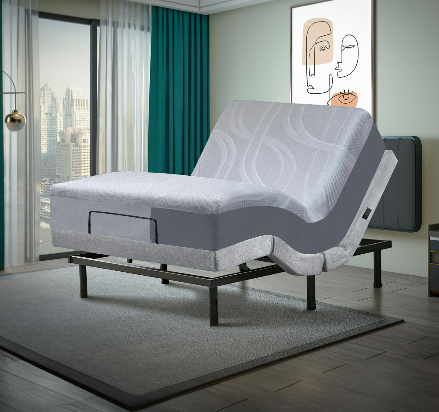 Premium King Adjustable Bed with 14 Inch Prime Gel Memory Foam Mattress, Massage, Zero Gravity, Anti-Snore, Programmable Memory Positions, USB, Underbed Lighting, Zero Clearance