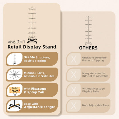 ANBOXIT Retail Display Stand, Rotating Display Rack for Earring Keychains Jewelry Vendor Events & Stores, 7 Tier Movable and Adjustable 1 PCS - Black