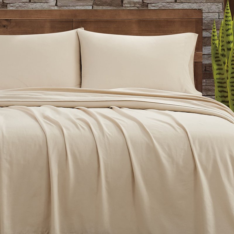FRYE Cotton Linen Blend Beige 2 Piece Twin Sheet Set