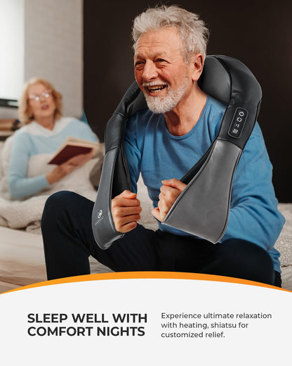 CooCoCo Shiatsu Neck and Back Massager,HSA Eligible,Cordless Neck Shoulder Massager for Pain Relief Deep Tissue,6D Kneading Massager with Dual-Zone Heat and Larger Size, Birthday Gifts for Dad Mom