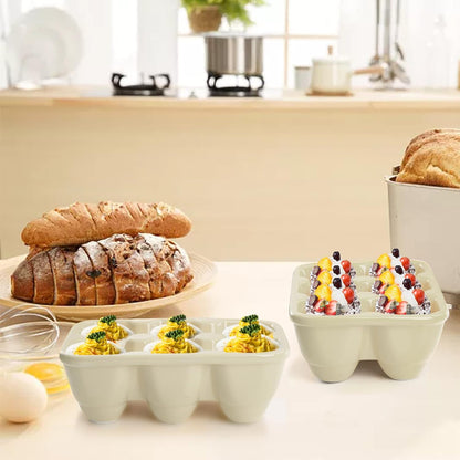 DEAYOU 3-Pack 18 Cups Ceramic Egg Tray - 6-Cup Porcelain Egg Holder Container for Countertop, Fridge, Kitchen