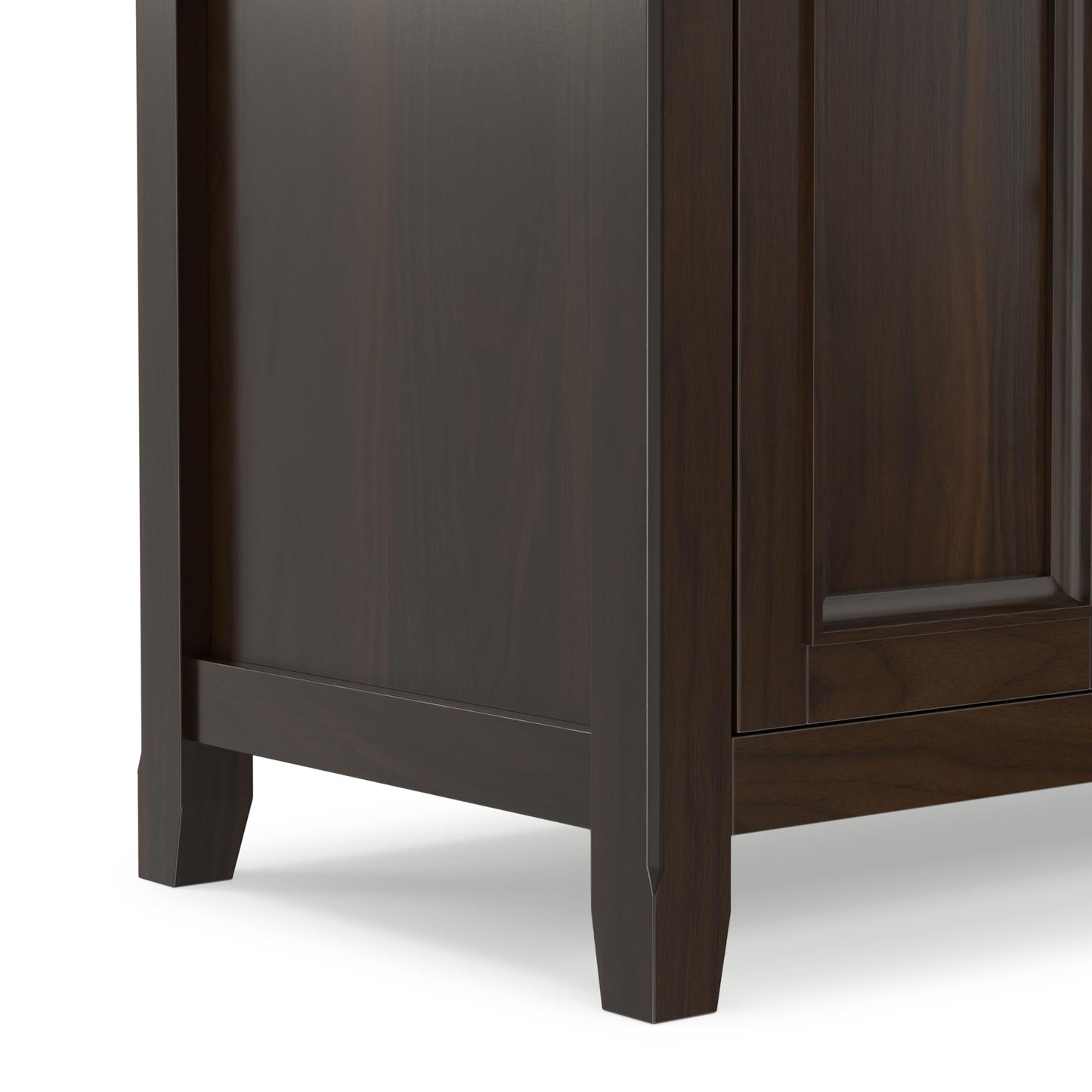 SIMPLIHOME Amherst TV Stand - 72 inch Wide Solid Wood Media Console in Brunette Brown, Transitional Entertainment Center for Living Room for TVs up to 80 Inches with Shelves and Cable Management