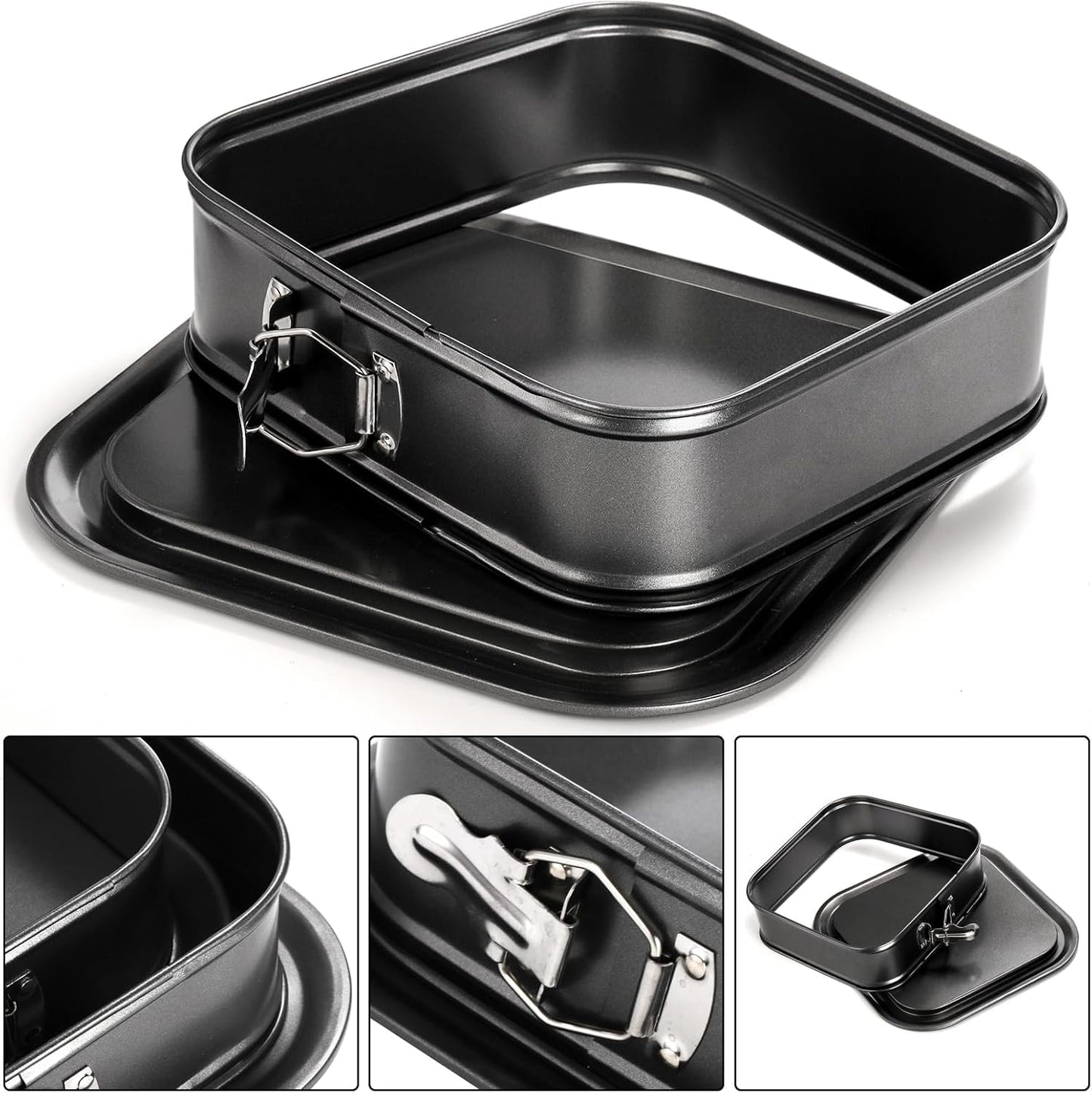 SOUJOY Set of 2 Springform Cake Pan, Non-stick Square Cheesecake Pan with Removable Bottom