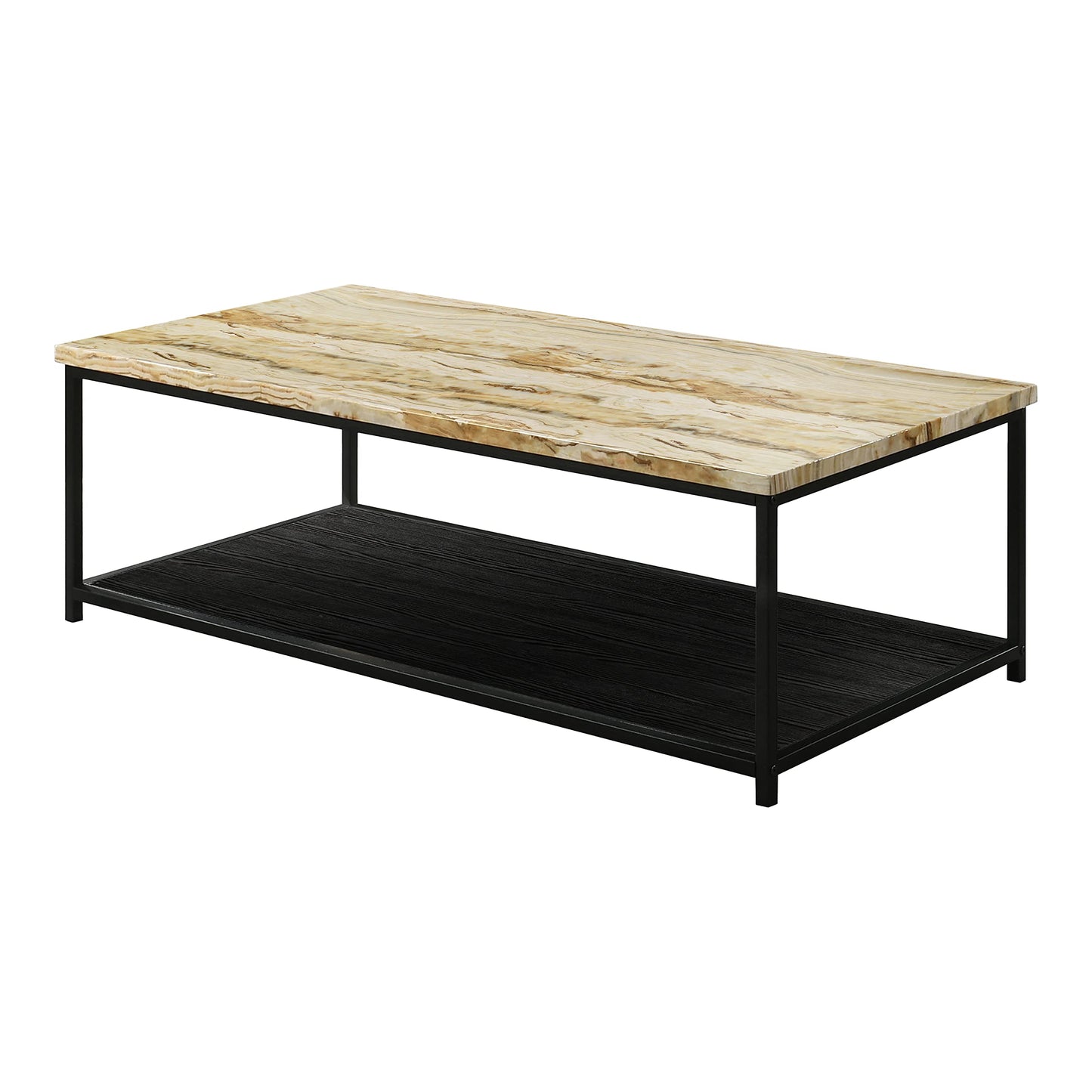 HOMES: Inside + Out Leneghan Modern 1-Shelf Metal 48 in. Storage Coffee Table for ‎Living Room, ‎Yellow