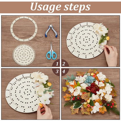 FINGERINSPIRE 4 Styles Wooden Wreath Frames for Craft Circular Wooden Wreath Boards Christmas Tree Shaped Macrame Flower Boards for Mesh Wreath Form Bow Shaped DIY Wreath Decor Supplies for Christmas