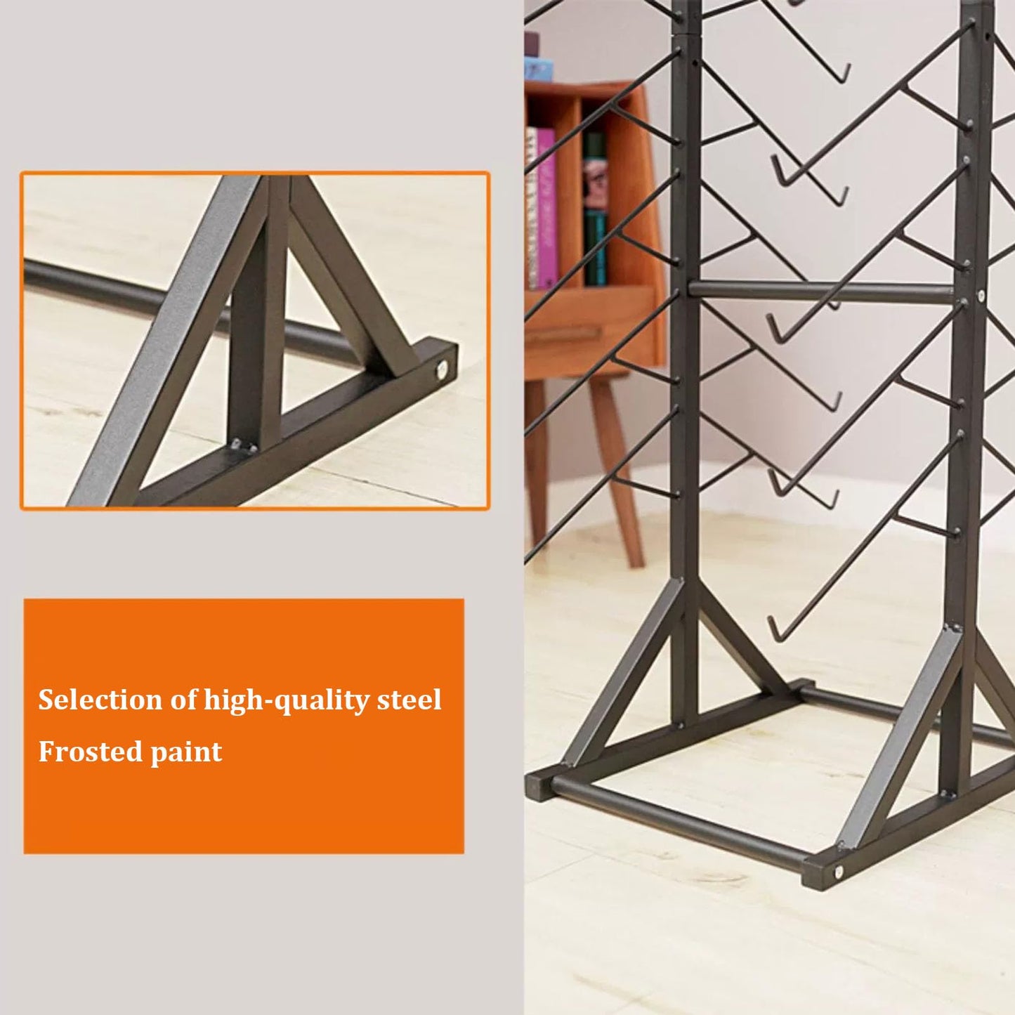 KOMFGT Metal Ceramic Tile Retail Display Rack,Wooden Floor Sample Holder Skirting Standing Slotted Flooring Display Shelf,Aluminum Gusset Skirting Sample Holder(Singleside11Pcs(Hook L305Mm))