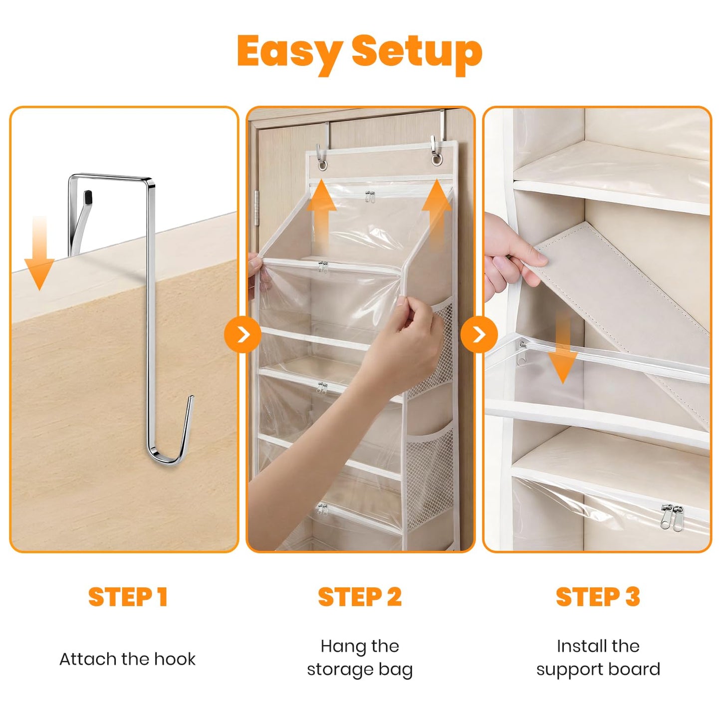 LASTORA Heavy-Duty Oxford Hanging Yarn Storage Organizer with 6 Tiers, Odorless Over the Door Yarn Holder for Crochet and Knitting Lovers, 5 Large Pockets + 1 Tool Section