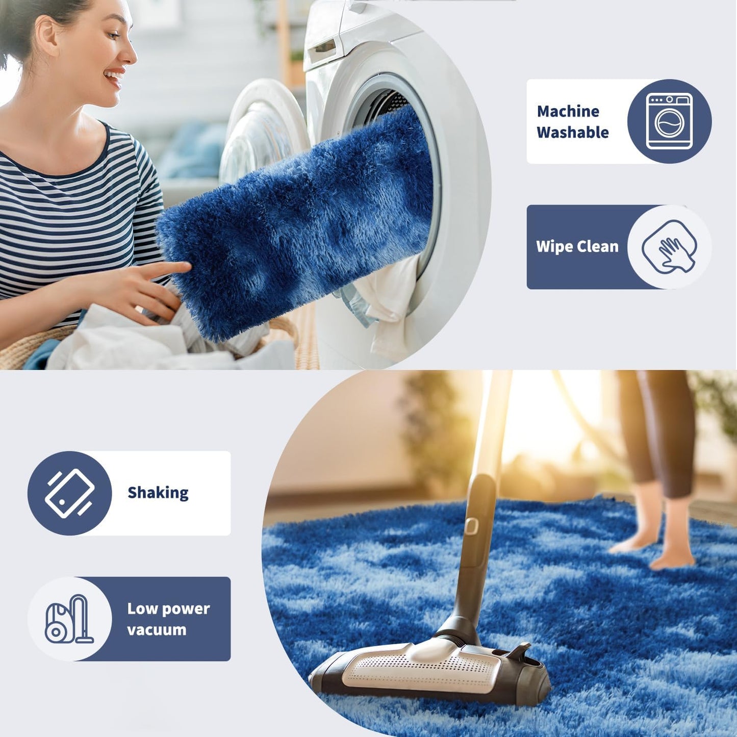 5x8 HQAYW Area Rugs for Living Room, Tie-Dyed Navy Blue Ultra Soft Fluffy Washable Non-Slip Rug, Plush Shaggy Modern