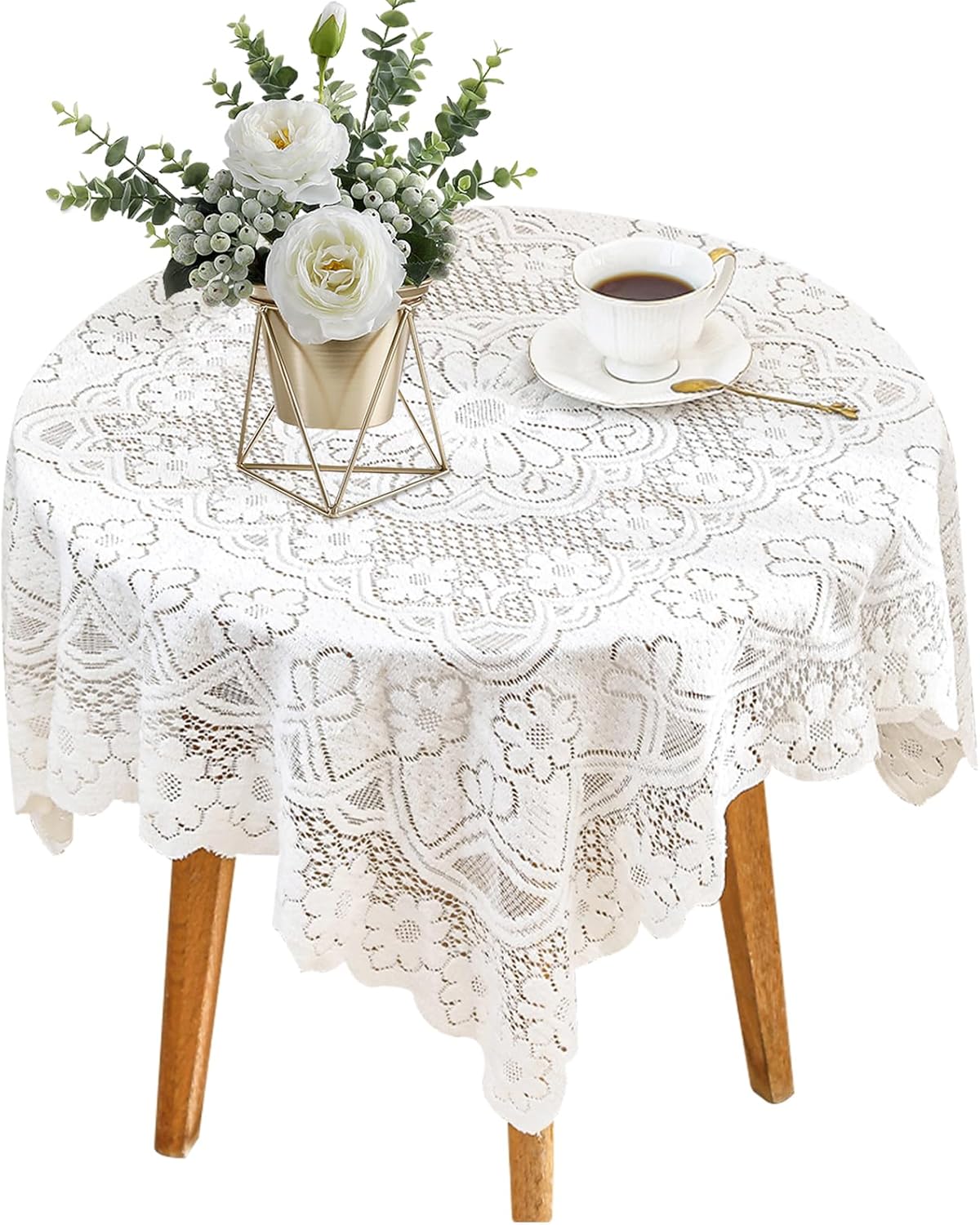 Foyods 35 35 Inch, Square Lace Tablecloth X Off White Lace-Tablecloths & Small Tablecloths Laces Vintage for Round