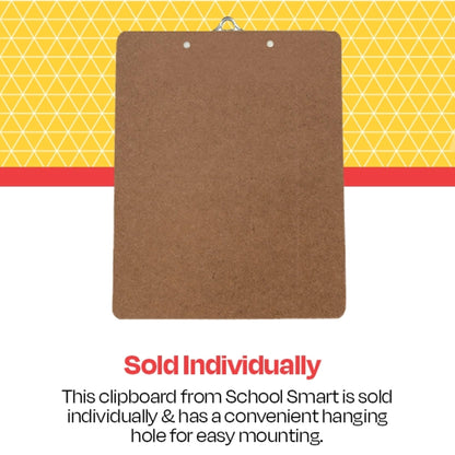 School Smart Hardwood Clipboard - Letter Size Bright Nickel 9 X 12-1/2 in