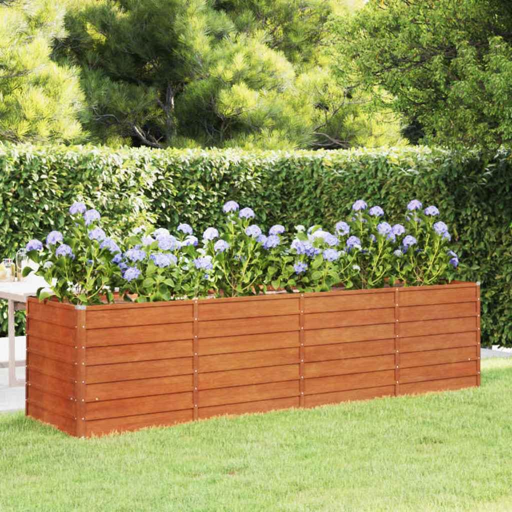 Foknhdi Corten Steel Large Outdoor Raised Garden Bed 126 x 31.5 x 30.3 in Rustic Planter Box for Vegetables Herbs Flowers on Patio Lawn