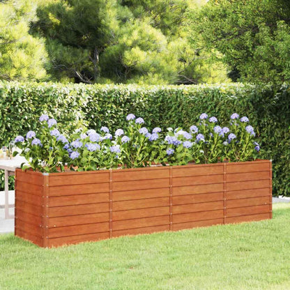 Foknhdi Corten Steel Large Outdoor Raised Garden Bed 126 x 31.5 x 30.3 in Rustic Planter Box for Vegetables Herbs Flowers on Patio Lawn