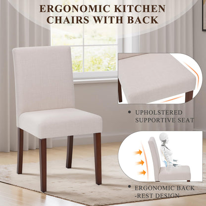 MALOL Upholstered Dining Chairs Set of 4, Fabric Dining Room Chairs, Modern Wooden Dining Chair, Kitchen Side Chairs, Farmhouse Dinner Chair with High Back for Kitchen, Beige