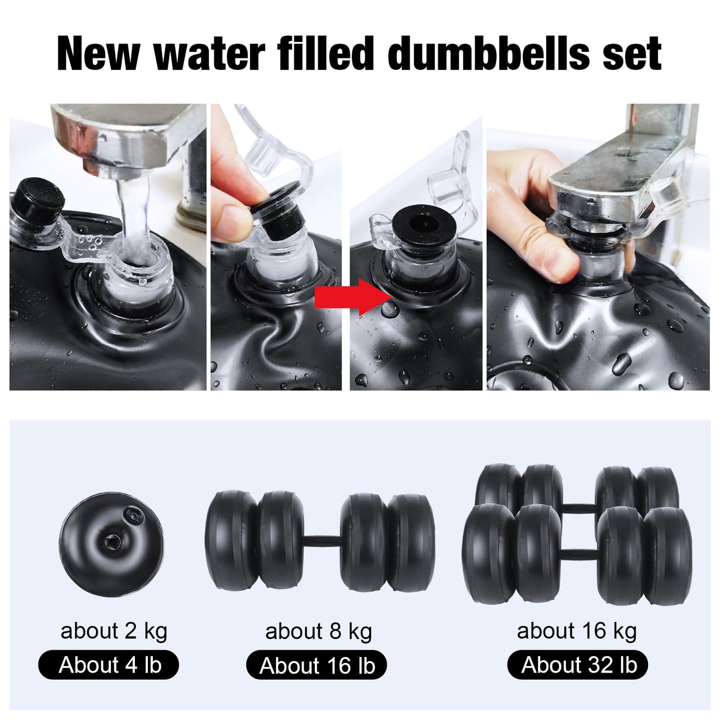 Water Filled Dumbbells Set - Water Filled Weights - Portable Travel Weights - Weights Adjustable Dumbbells - Portable Fitness Equipment - Strength Training - Fitness and Shaping