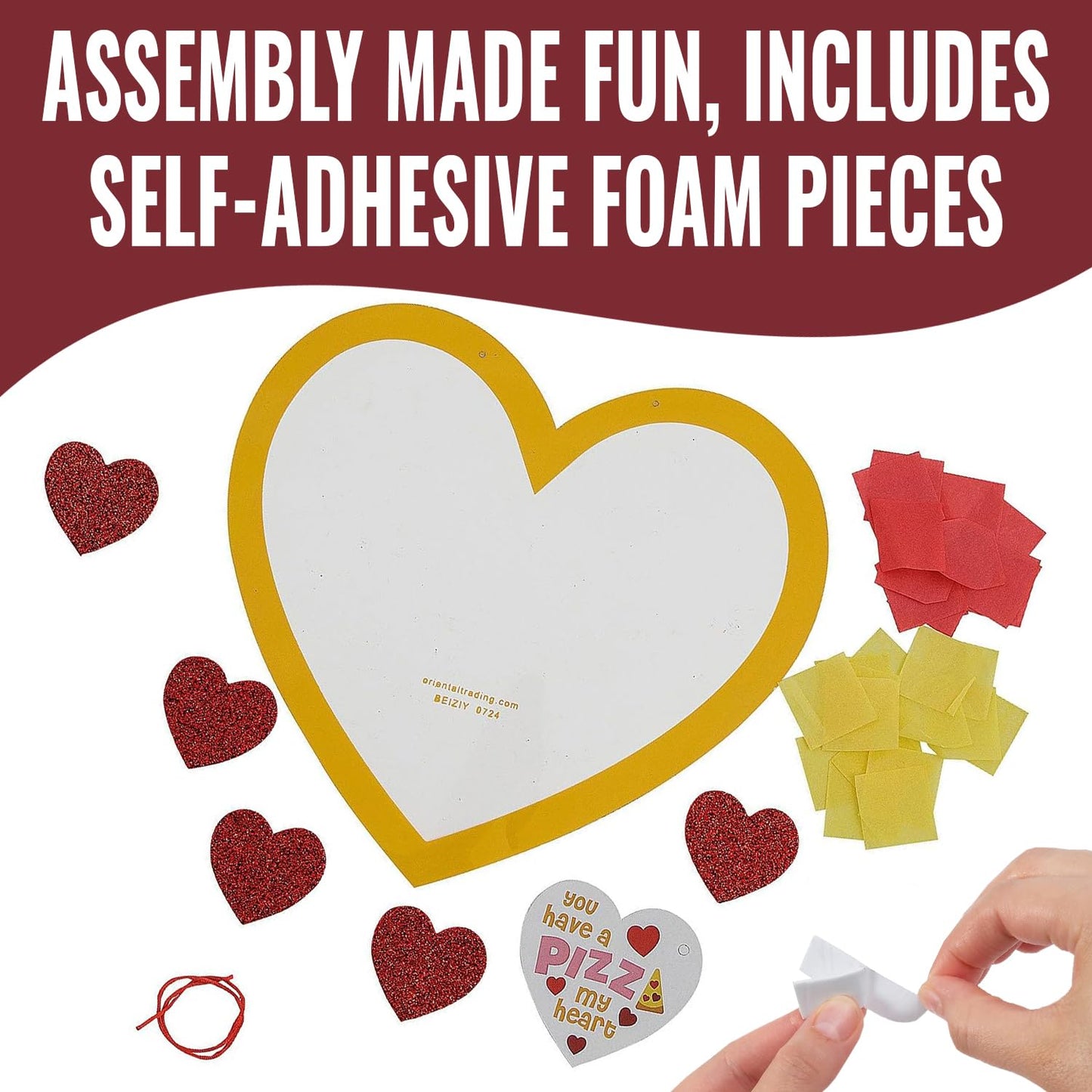Valentine Heart Pizza Tissue Paper Craft Kit – 12 Sets - Perfect for Classroom Parties, After-School Activities & Valentine’s Day Fun