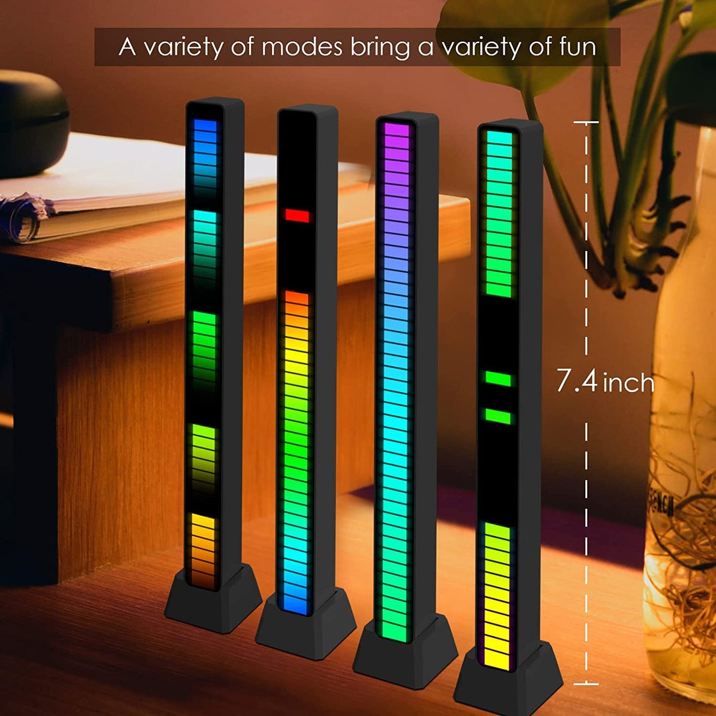 Soulpunk RGB Rechargeable Sound Control Light, Voice-Activated Pickup Music Rhythm Lights, Ambient Light, for Car, Gaming Room Decorations（4Pack）