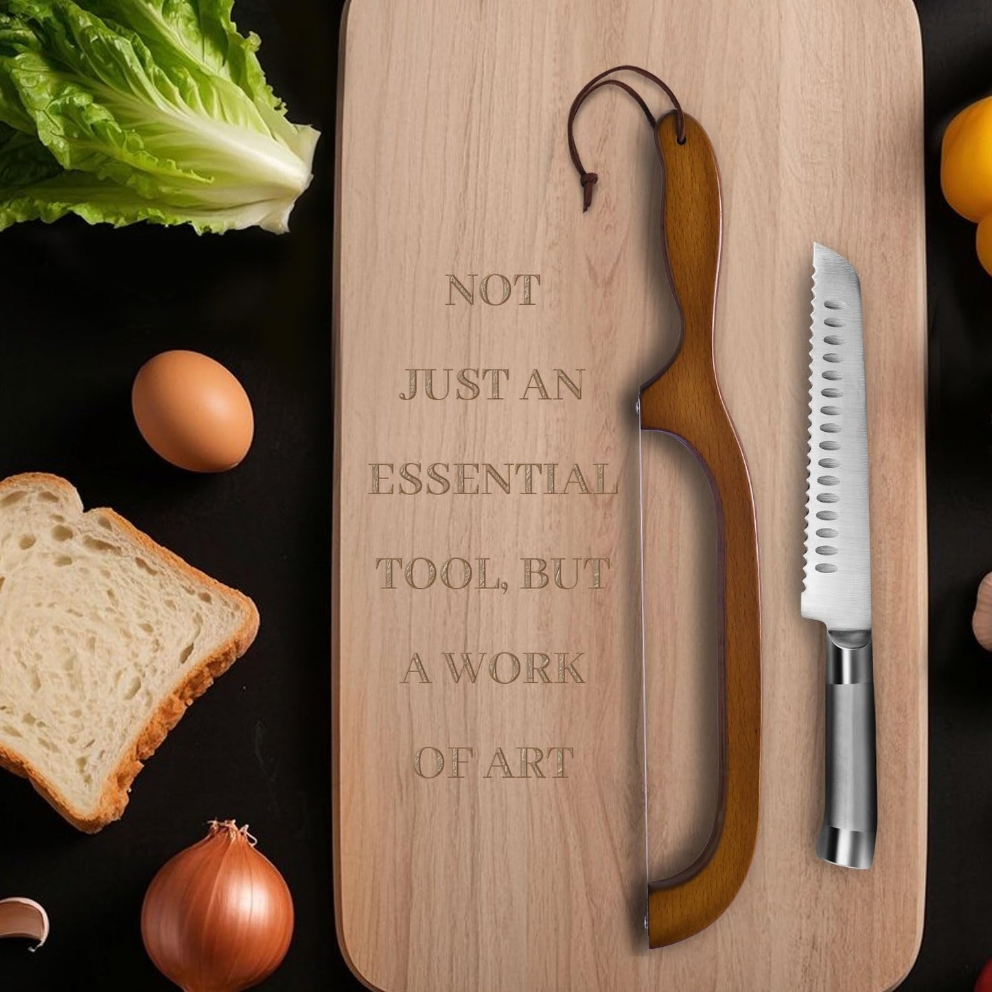 SeLucky 2 Pack Sourdough Bread Knife for Homemade Bread, Serrated Bread Cutter Ergo-Safe Engineering Anti-Stick Bread Bow Knife for Sourdough, Baguettes, Cakes