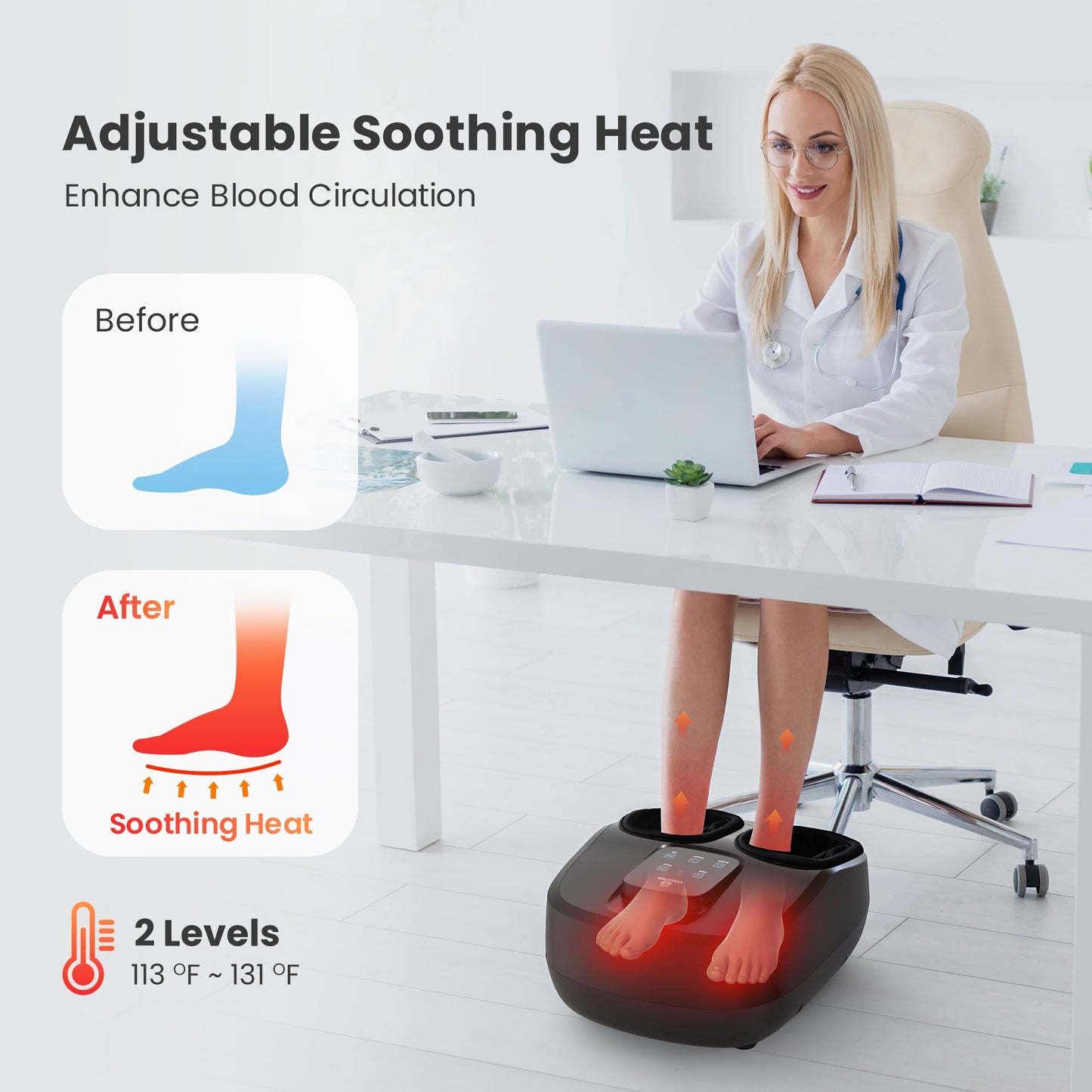 COMFIER Shiatsu Heated Foot Massager with Heat for Plantar Fasciitis Neuropathy, Deep Kneading Vibration Feet Massager for Mon Dad Men Women-Home Office Use