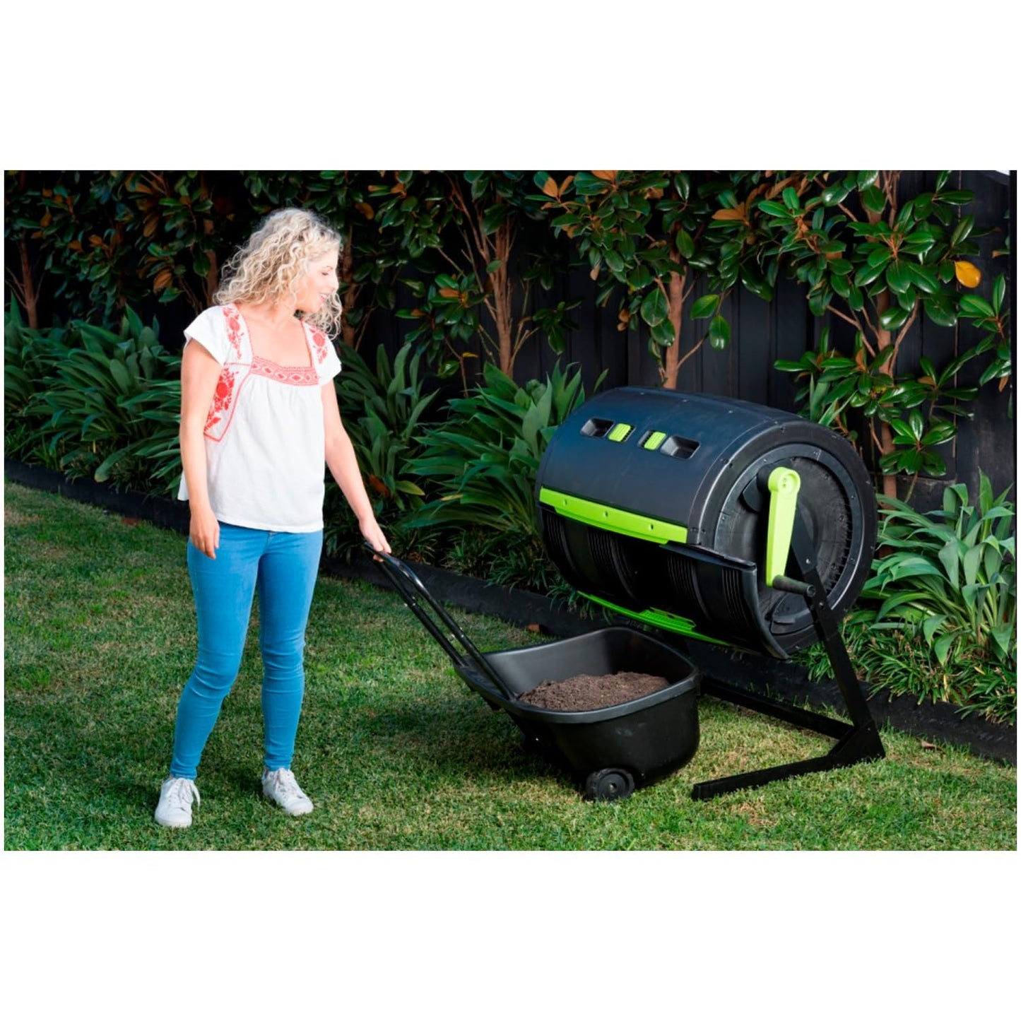 HomeStock Compost Tumbler Two Stage - UV Protected & Zinc Frame - Easy Turning & Cart Included