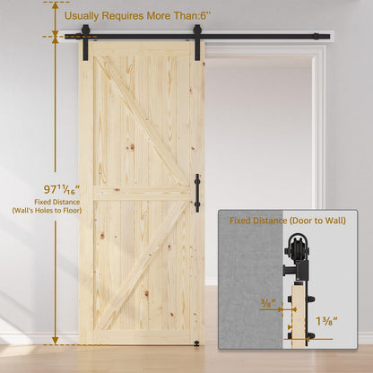 SMARTSTANDARD 36in x 96in Sliding Barn Door with 6.6ft Barn Door Hardware Kit Included, Unfinished Solid Spruce Wood Door, Assembly Required, DIY, Stainable, Natural