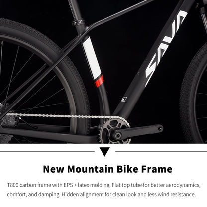 SAVADECK Carbon Fiber MTB with U6000 10 Speed Shift Groupset, Hydraulic Disc Brake with MT200 Break System (Shimmering White, 29 * 19)