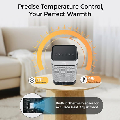 GENEREDGE Portable Space Heater for Indoor Use - 1500W PTC Electric Heater with Digital Thermostat, Remote Control, 80°Oscillation, Timer, Fan & Quite Eco Mode, Rapid and Safe Heating for Bedroom
