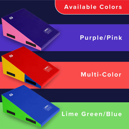 We Sell Mats Gymnastics Incline Mat, Folding and Non-Folding Cheese Wedge Skill Shape, Tumbling Mat for Gymnastics Training, Cheerleading and Obstacle Courses, Purple / Pink, 60" x 30" x 15" - Medium