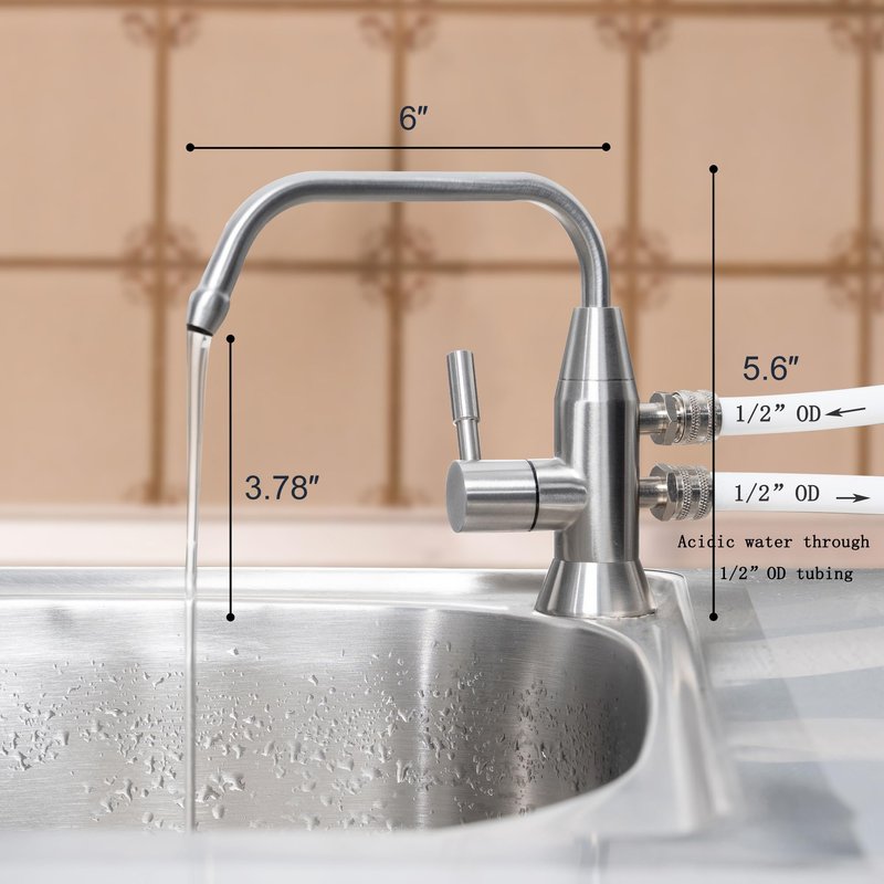 Alkaline Water Faucet, 1/2" Two spout ionizer Faucet Stainless Steel for Alkaline Water Ionizer Filtration System