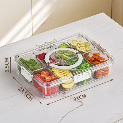 Snackle Box without Ice Pack,Container with Handle,8 Compartment Divided Bento Boxs,Picnic Essentials Storage Container with Lid & Handle+A 11.4" Length Pasta Box for Outdoor Party,Travel,Refrigerator