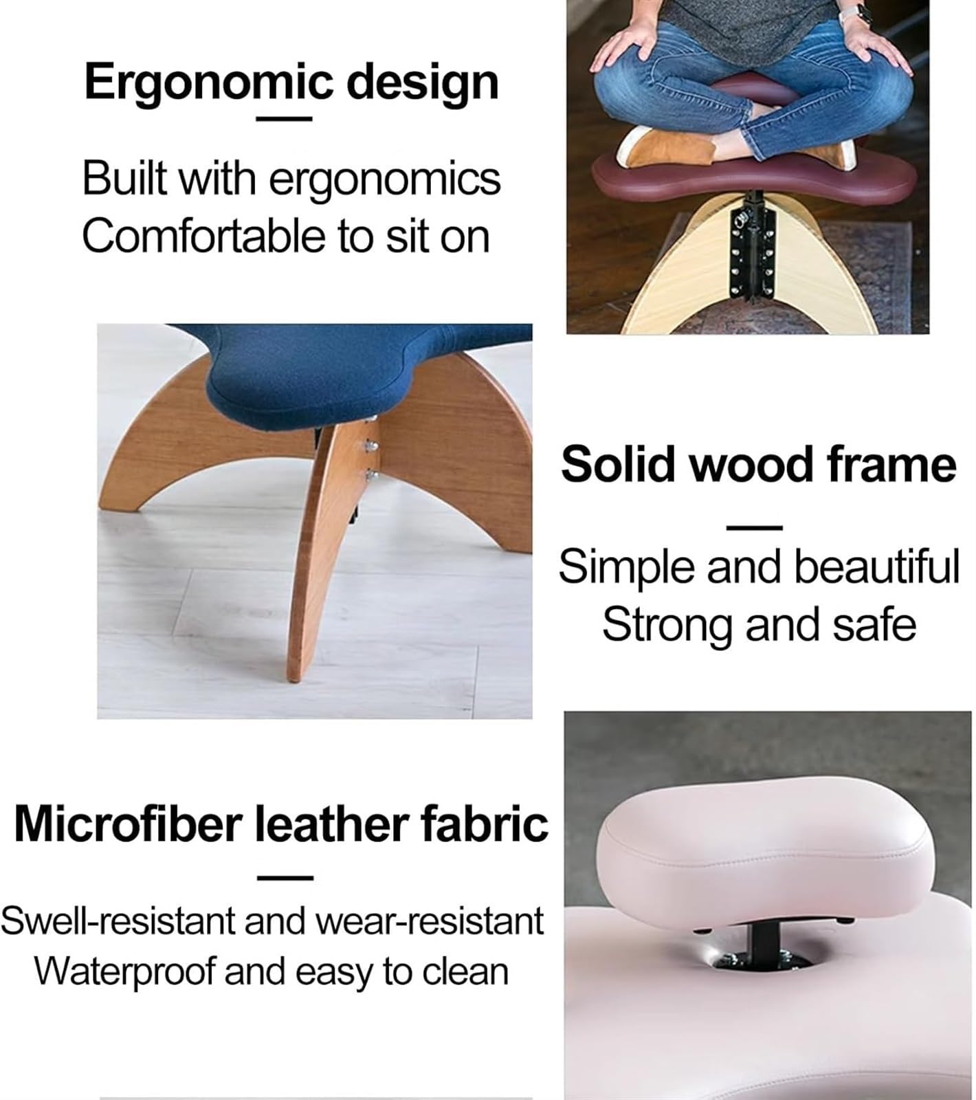Meditation Chair,Cross Legged Chair, Ergonomic Cross Legged Chair for Office or Home, Knee Support Chair Posture Corrective Seat with Height Adjustable(Orange)