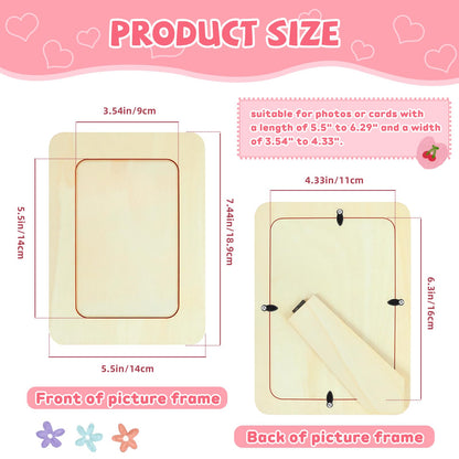 VOKOY 18 Pack Wooden Picture Frames for Crafts, DIY Wood Picture Painting Frames Kit for 4" x 6" Photos,Unfinished Standing Photo Frame DIY Wooden Craft for Art Projects Birthday Gifts