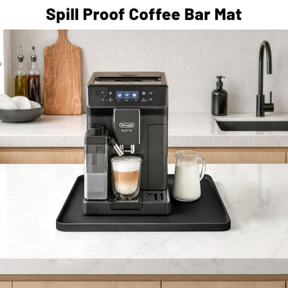 NAMTSO Mini Fridge Mat Silicone Tray - 19.7"x19.7" Cat Food Mat with Raised Edges, Soft Non-Slip Rubber Mat, Waterproof Counter and Floor Protector for Coffee Maker, Humidifier, Ice Maker, Black