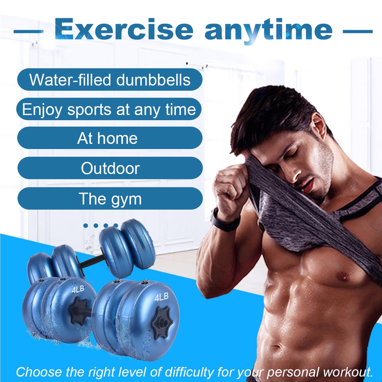 Water Filled Dumbbells Set - Water Filled Weights - Portable Travel Weights - Weights Adjustable Dumbbells - Portable Fitness Equipment - Strength Training - Fitness and Shaping