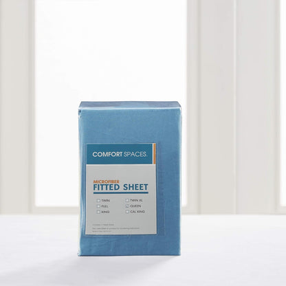 Comfort Spaces King Microfiber Fitted Sheet 14" Deep Pocket, Wrinkle Resistant, Teal Bedding