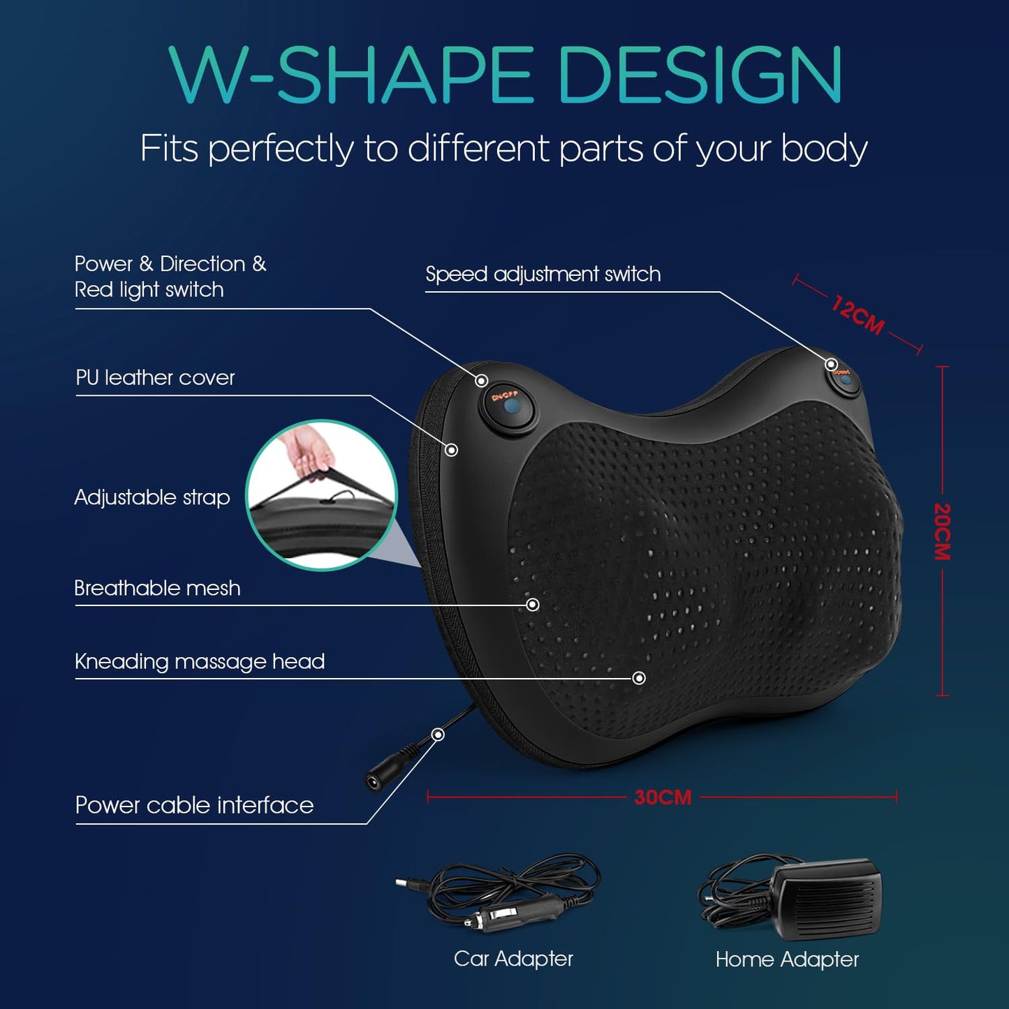 VOYOR-HEALTH Shiatsu Neck and Back Massager with Heat - 3D Kneading Deep Tissue Massage Pillow for Lower Back, Shoulder, Calf, Foot, Use at Home, Car, Office YZ100