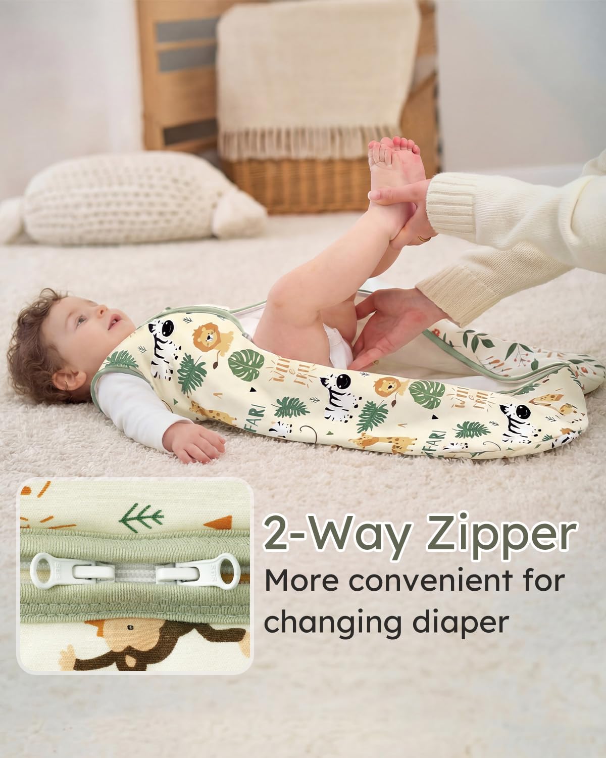 Yoofoss Baby Sleep Sack - 1.5 Tog Wearable Blanket for 0-6 Months | Soft Organic Cotton, 2-Way Zipper