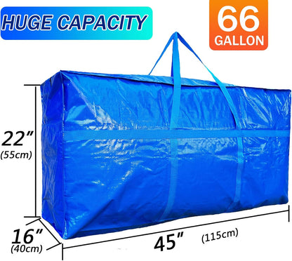 Skiennix 66 Gallon Extra Large Storage Bags - Heavy Duty Waterproof Duffle Bag with Zipper & Strong Handles for Travel