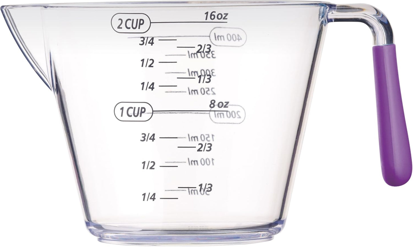 Colourworks Measuring Jug Set, 3-Piece Plastic Jugs with 200, 400 and 900ml, Purple