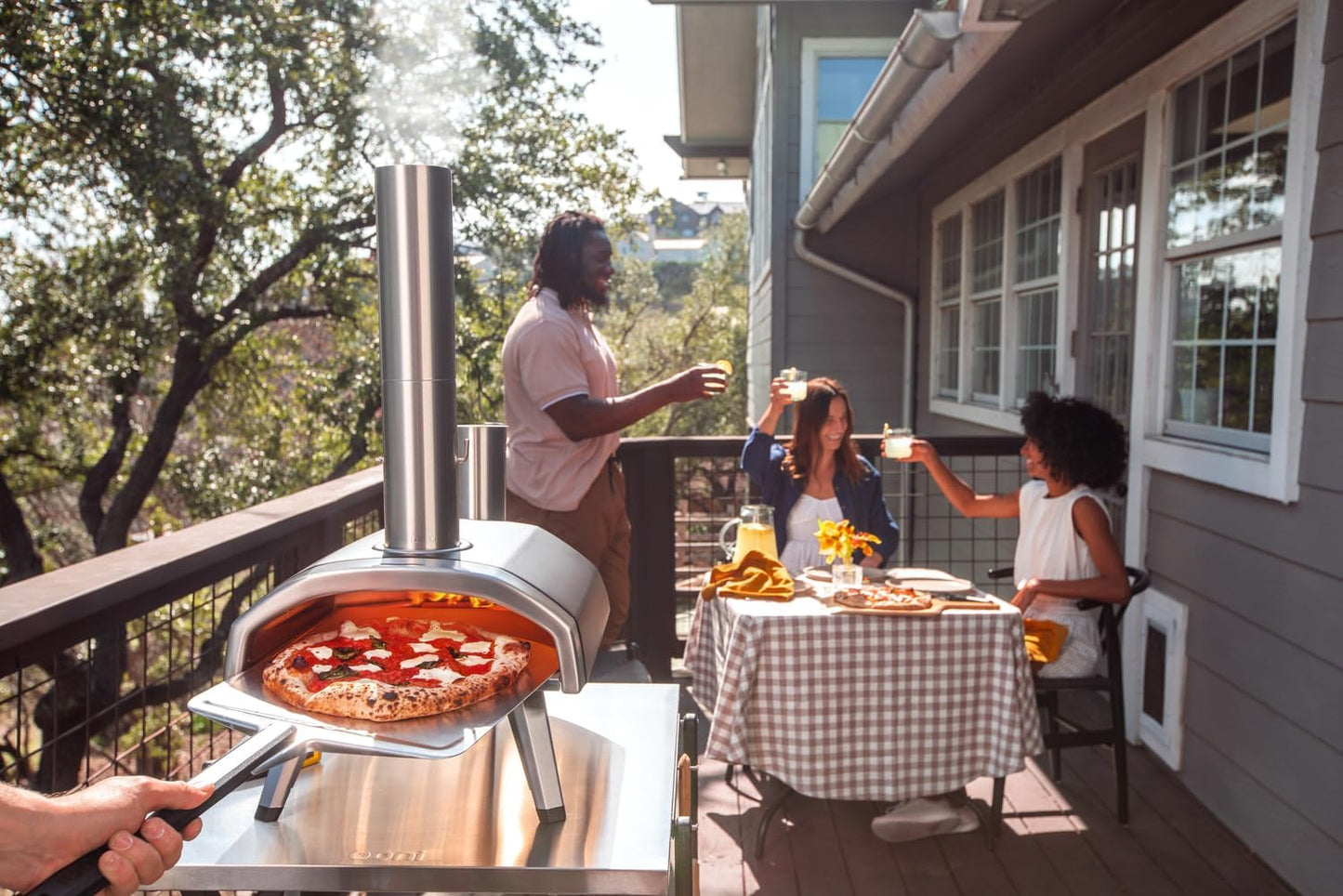 ooni Medium Modular Outdoor Table - 31x22x35 Inch Stainless Steel Pizza Oven Stand, Barbecue Cart, Outdoor Pizza Station